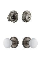 GrandeurGEOHYD_ComboGeorgetown Rosette with Hyde Park Porcelain Knob and matching Deadbolt