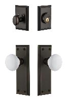 GrandeurFAVHYD_ComboFifth Avenue Plate with Hyde Park Porcelain Knob and matching Deadbolt