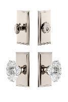 GrandeurCARBIA_ComboCarre Plate with Biarritz Crystal Knob and matching Deadbolt