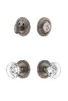 GrandeurCIRBOR_ComboCirculaire Rosette with Bordeaux Crystal Knob and matching Deadbolt