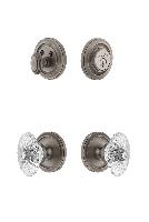 GrandeurCIRBUR_ComboCirculaire Rosette with Burgundy Crystal Knob and matching Deadbolt