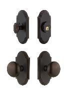 GrandeurARCFAV_ComboArc Plate with Fifth Avenue Knob and matching Deadbolt