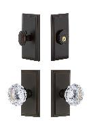 GrandeurCARFON_ComboCarre Plate with Fontainebleau Crystal Knob and matching Deadbolt