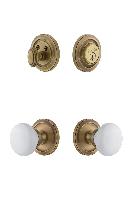 GrandeurCIRHYD_ComboCirculaire Rosette with Hyde Park Porcelain Knob and matching Deadbolt