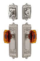 GrandeurWINBCA_ComboWindsor Plate with Amber Baguette Crystal Knob and matching Deadbolt
