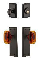 GrandeurFAVBCA_ComboFifth Avenue Plate with Amber Baguette Crystal Knob and matching Deadbolt