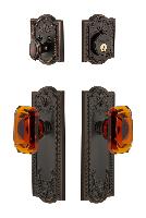 GrandeurPARBCA_ComboParthenon Plate with Amber Baguette Crystal Knob and matching Deadbolt