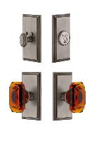 GrandeurCARBCA_ComboCarre Plate with Amber Baguette Crystal Knob and matching Deadbolt