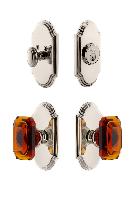 GrandeurARCBCA_ComboArc Plate with Amber Baguette Crystal Knob and matching Deadbolt