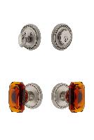 GrandeurSOLBCA_ComboSoleil Plate with Amber Baguette Crystal Knob and matching Deadbolt