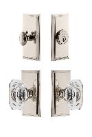 GrandeurCARBCC_ComboCarre Plate with Baguette Crystal Knob and matching Deadbolt