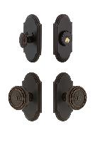 GrandeurARCSOL_ComboArc Plate with Soleil Knob and matching Deadbolt
