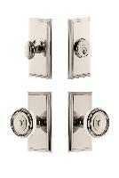 GrandeurCARSOL_ComboCarre Plate with Soleil Knob and matching Deadbolt