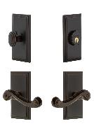 GrandeurCARNEW_ComboCarre Plate with Newport Lever and matching Deadbolt