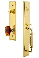 Grandeur HardwareCARFGRBCACarre' One-Piece Handleset with F Grip and Baguette Amber Knob