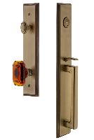 Grandeur HardwareCARDGRBCACarre' One-Piece Handleset with D Grip and Baguette Amber Knob