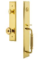 Grandeur HardwareCARFGRBOUCarre' One-Piece Handleset with F Grip and Bouton Knob