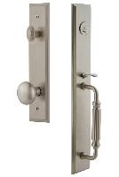 Grandeur HardwareCARFGRFAVCarre' One-Piece Handleset with F Grip and Fifth Avenue Knob