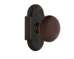 Nostalgic WarehouseCOTBRNCottage Plate Brown Porcelain Door Knob with or With Out Keyhole