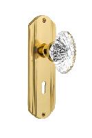 Nostalgic WarehouseDECOFCDeco Plate Oval Fluted Crystal Glass Door Knob with or With Out Keyhole