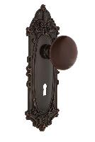 Nostalgic WarehouseVICBRNVictorian Plate Brown Porcelain Door Knob with or With Out Keyhole