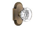 Nostalgic WarehouseCOTRCCCottage Plate Round Clear Crystal Glass Door Knob with or With Out Keyh