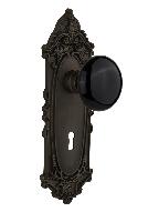 Nostalgic WarehouseVICBLKVictorian Plate Black Porcelain Door Knob with or With Out Keyhole