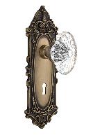 Nostalgic WarehouseVICOFCVictorian Plate Oval Fluted Crystal Glass Door Knob with or With Out Ke