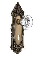 Nostalgic WarehouseVICRCCVictorian Plate Round Clear Crystal Glass Door Knob with or With Out Ke