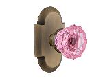 Nostalgic WarehouseCOTCRPCottage Plate Crystal Pink Glass Door Knob with or With Out Keyhole