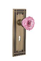 Nostalgic WarehouseMISCRPMission Plate Crystal Pink Glass Door Knob with or With Out Keyhole