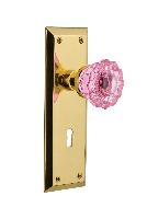 Nostalgic WarehouseNYKCRPNew York Plate Crystal Pink Glass Door Knob with or With Out Keyhole