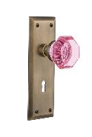 Nostalgic WarehouseNYKWAPNew York Plate Waldorf Pink Door Knob with or With Out Keyhole