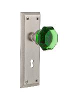 Nostalgic WarehouseNYKWAENew York Plate Waldorf Emerald Door Knob with or With Out Keyhole