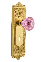 Nostalgic WarehouseEADCRPEgg & Dart Plate Crystal Pink Glass Door Knob with or With Out Keyhole