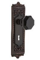 Nostalgic WarehouseEADWABEgg & Dart Plate Waldorf Black Door Knob with or With Out Keyhole
