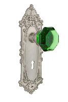Nostalgic WarehouseVICWAEVictorian Plate Waldorf Emerald Door Knob with or With Out Keyhole