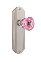 Nostalgic WarehouseDECCRPDeco Plate Crystal Pink Glass Door Knob with or With Out Keyhole