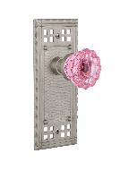 Nostalgic WarehouseCRACRPCraftsman Plate Crystal Pink Glass Door Knob with or With Out Keyhole