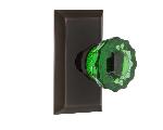 Nostalgic WarehouseSTUCREStudio Plate Crystal Emerald Glass Door Knob with or With Out Keyhole