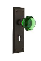 Nostalgic WarehouseNYKWAENew York Plate Waldorf Emerald Door Knob with or With Out Keyhole