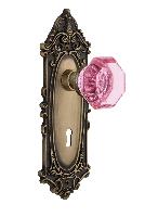 Nostalgic WarehouseVICWAPVictorian Plate Waldorf Pink Door Knob with or With Out Keyhole