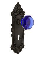 Nostalgic WarehouseVICWACVictorian Plate Waldorf Cobalt Door Knob with or With Out Keyhole