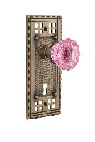 Nostalgic WarehouseCRACRPCraftsman Plate Crystal Pink Glass Door Knob with or With Out Keyhole