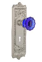 Nostalgic WarehouseEADCRCEgg & Dart Plate Crystal Cobalt Glass Door Knob with or With Out Keyhol