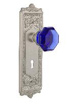 Nostalgic WarehouseEADWACEgg & Dart Plate Waldorf Cobalt Door Knob with or With Out Keyhole