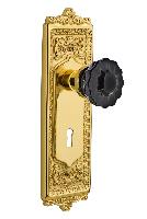 Nostalgic WarehouseEADCRBEgg & Dart Plate Crystal Black Glass Door Knob with or With Out Keyhole